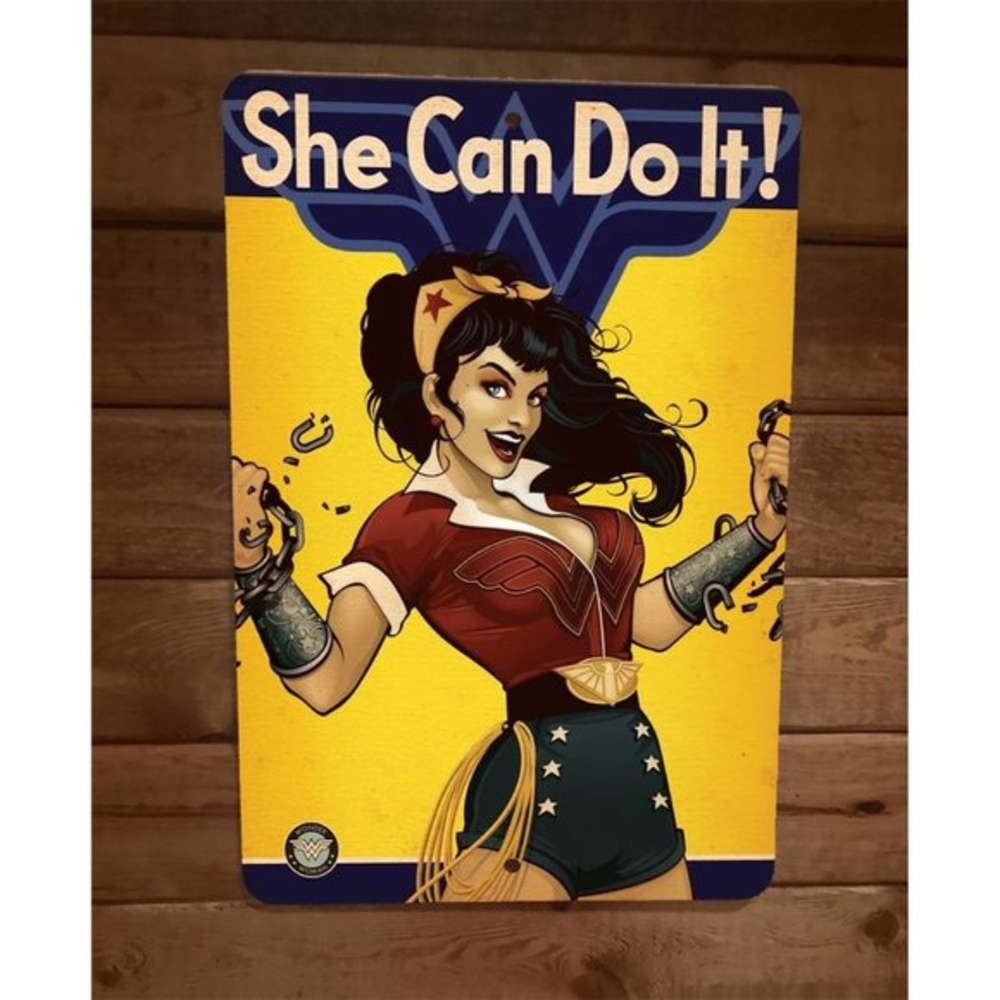 She Can Do it Wonder Woman Comics 8x12 Metal Wall Sign Poster